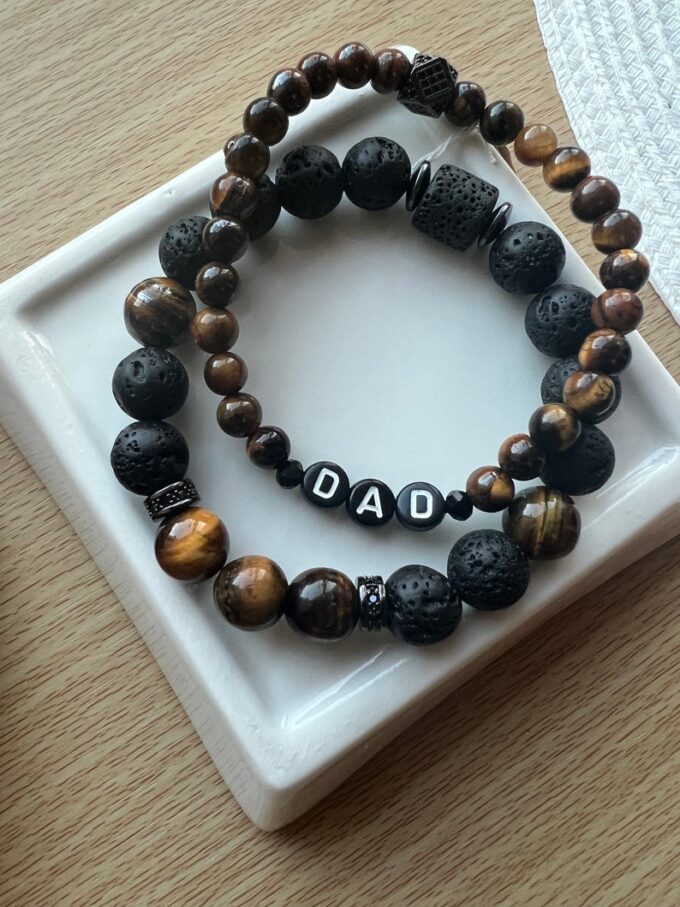 2 set tiger eye beaded bracelet unisex - Image 3