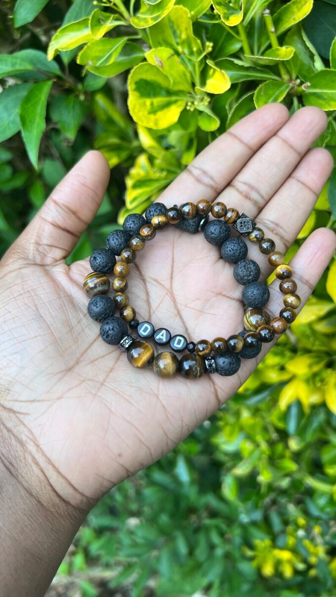 2 set tiger eye beaded bracelet unisex - Image 2